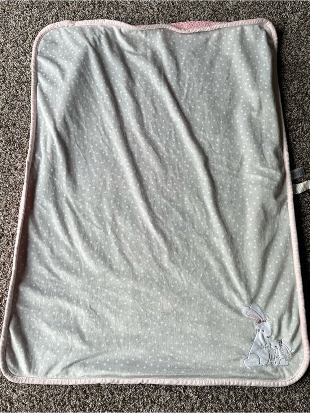 Gerber Baby Blanket with Bunny Applique - Pink Trim